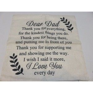 "Dear Dad" Pillow Cover - new, no tag  - cover only